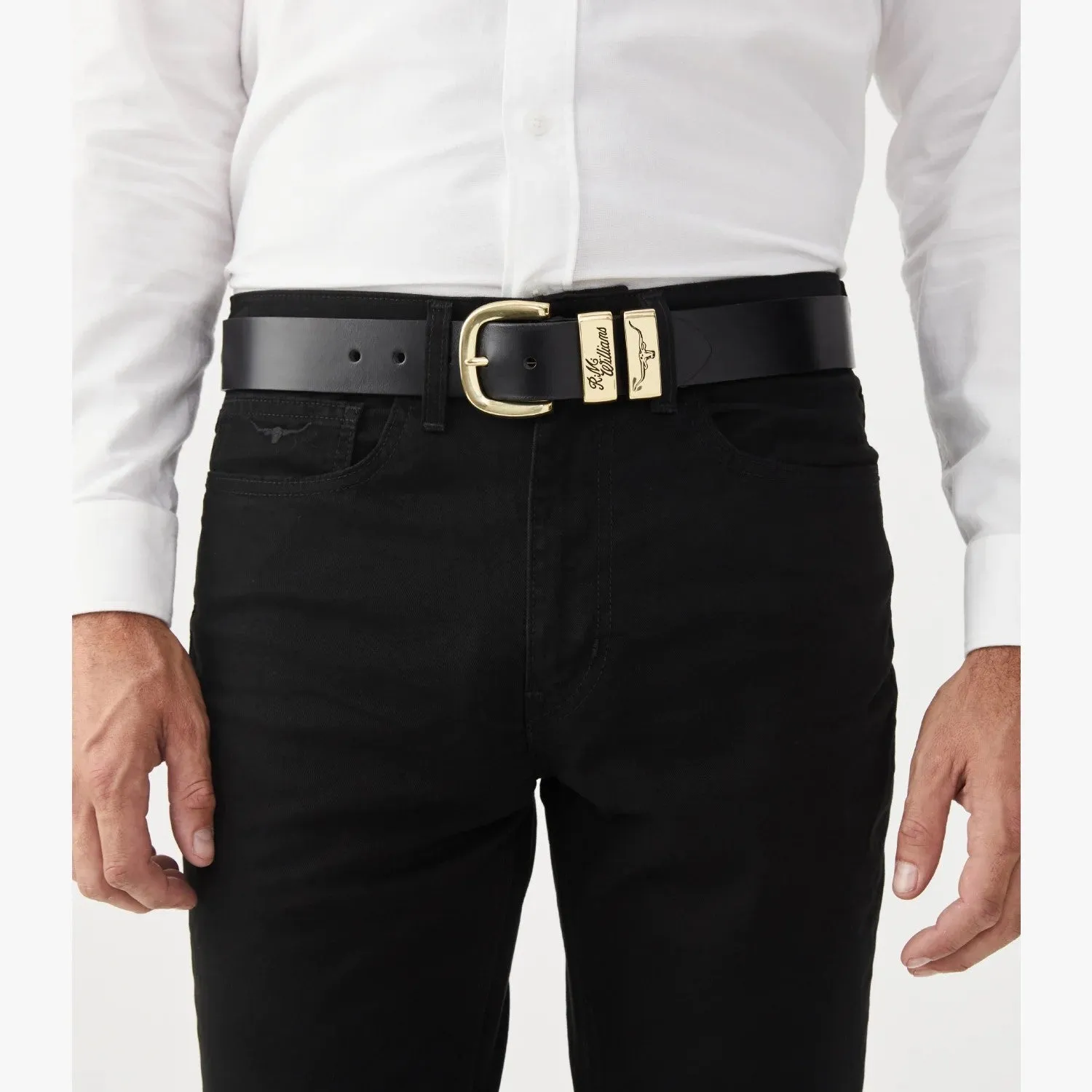 1 1/2" 3 Piece Solid Hide Belt - Black