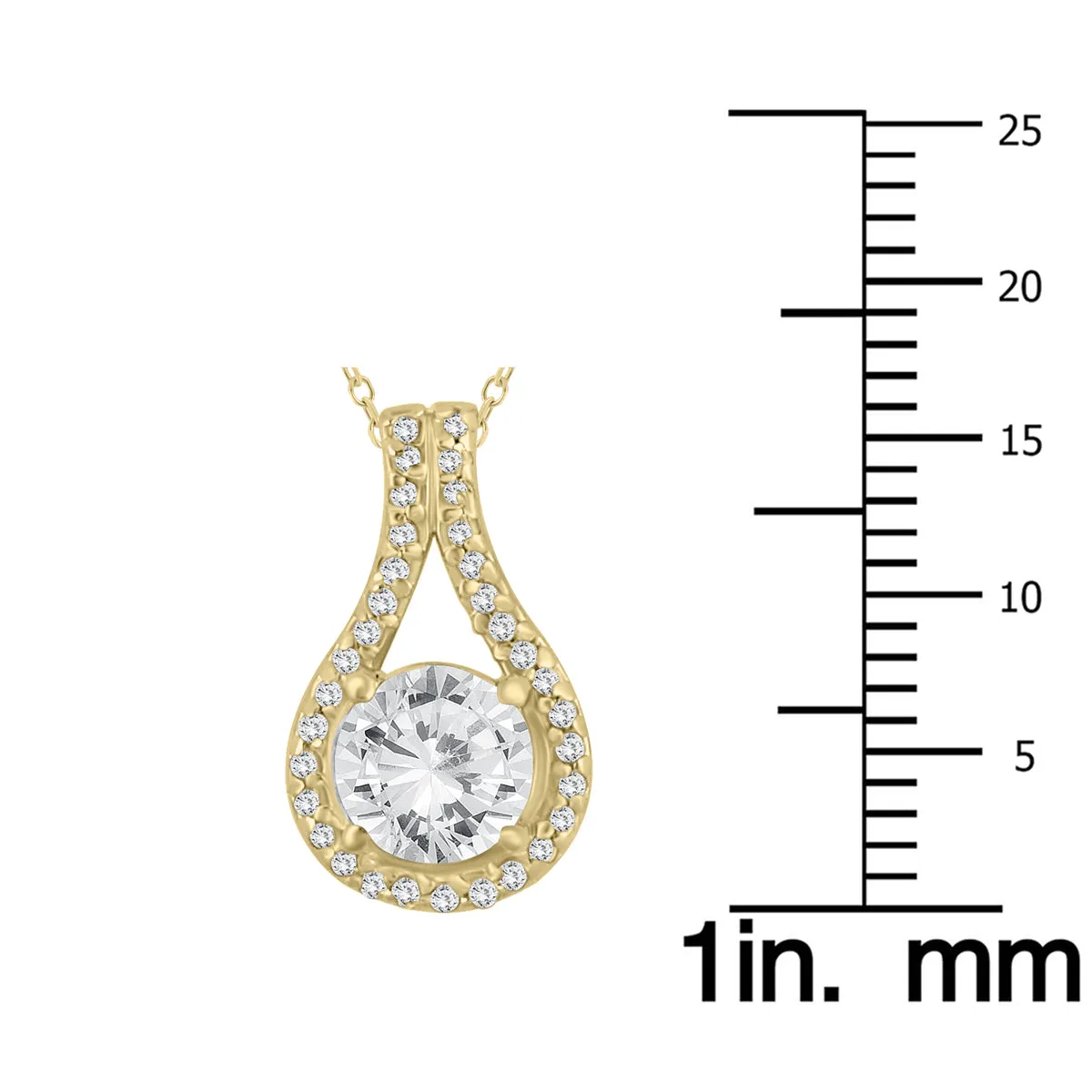 1 1/5 Ctw Natural Diamond Halo Drop Pendant In 10K Yellow Gold