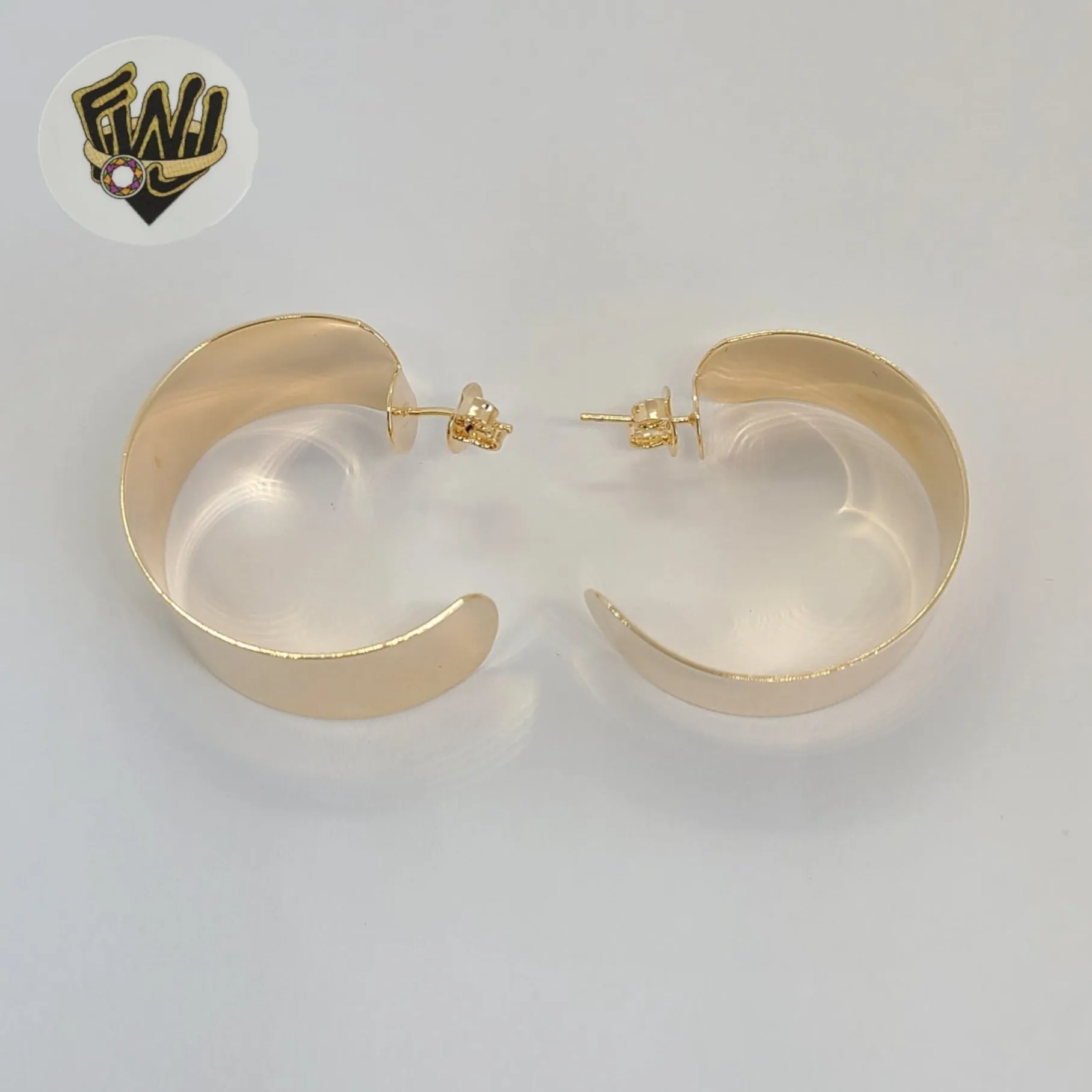 (1-2692) Gold Laminate - Wide Flat Hoops - BGF