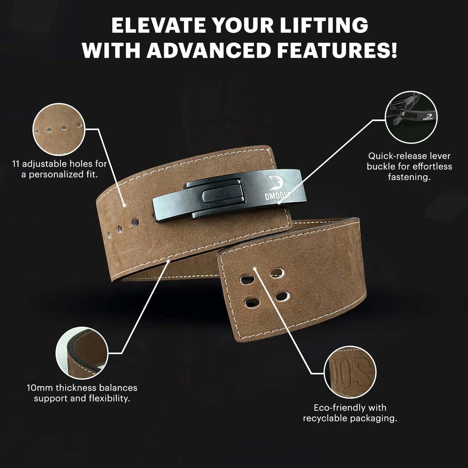 10MM Lever Weightlifting Belt With Lumbar Support