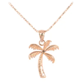 14K Pink Gold Palm Tree Pendant (S) (Chain Sold Separately)