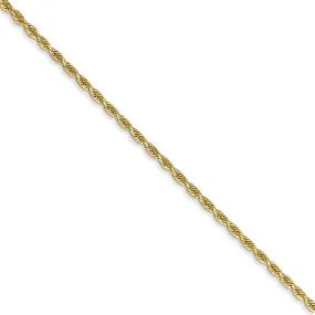 1.5mm 14k Yellow Gold, D/C Rope Chain Necklace