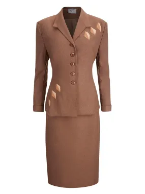 1940s Vintage Majestic Skirt Suit in Quail Brown