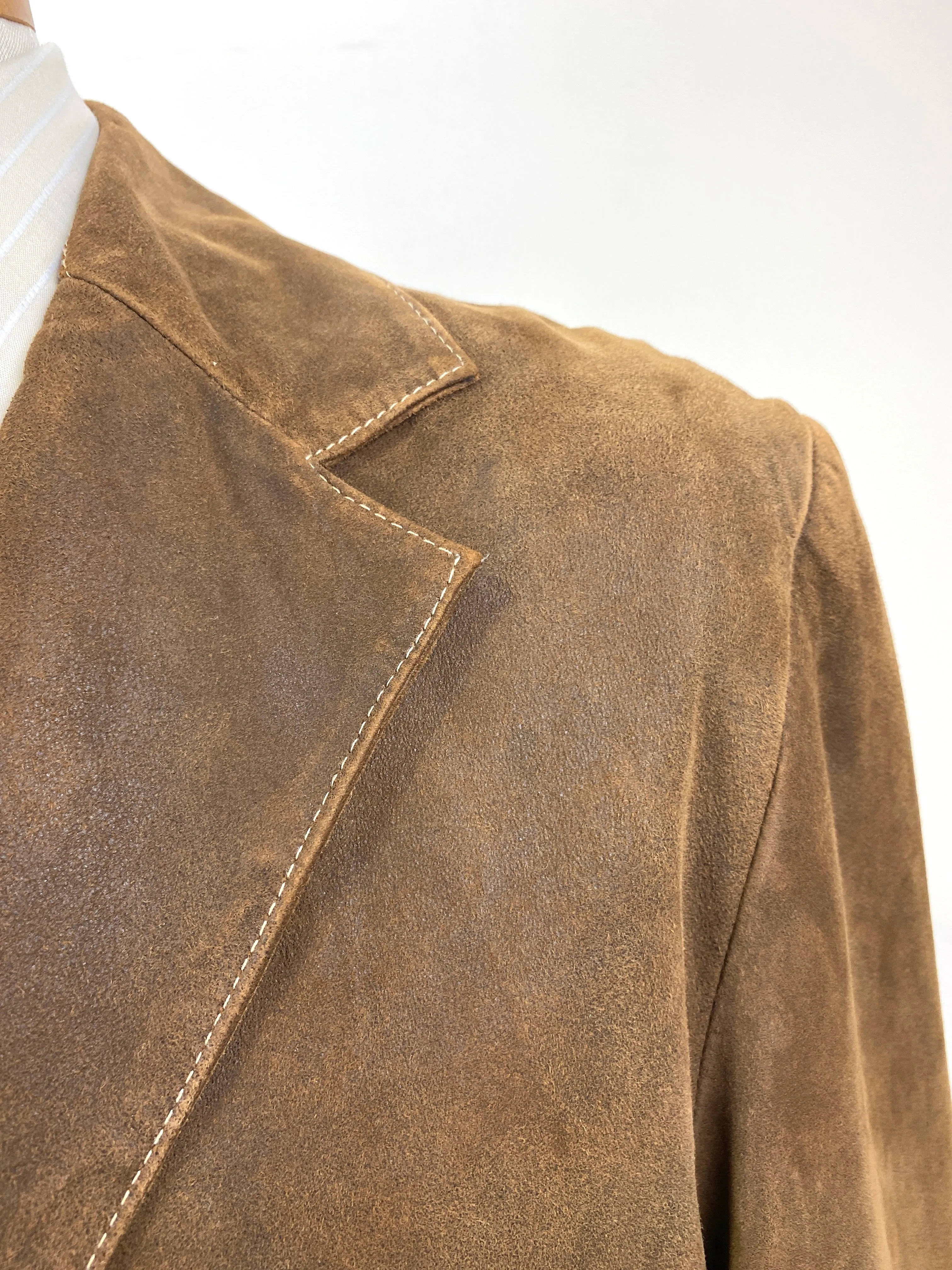 2000s Men's Brown Suede Blazer, Aquarius Jacket, C44