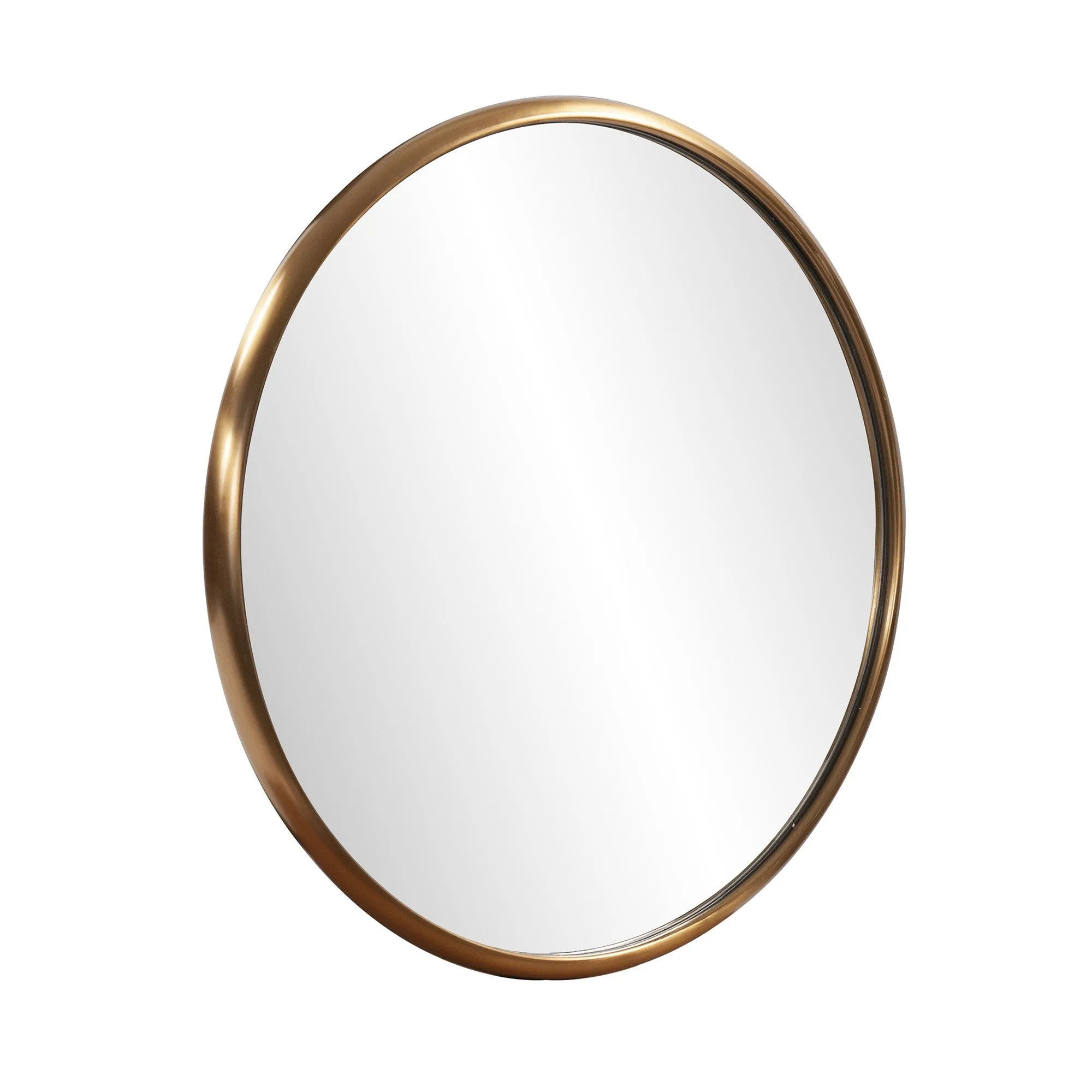 20" Antiqued Brushed Brass Round Wall Mirror By Homeroots