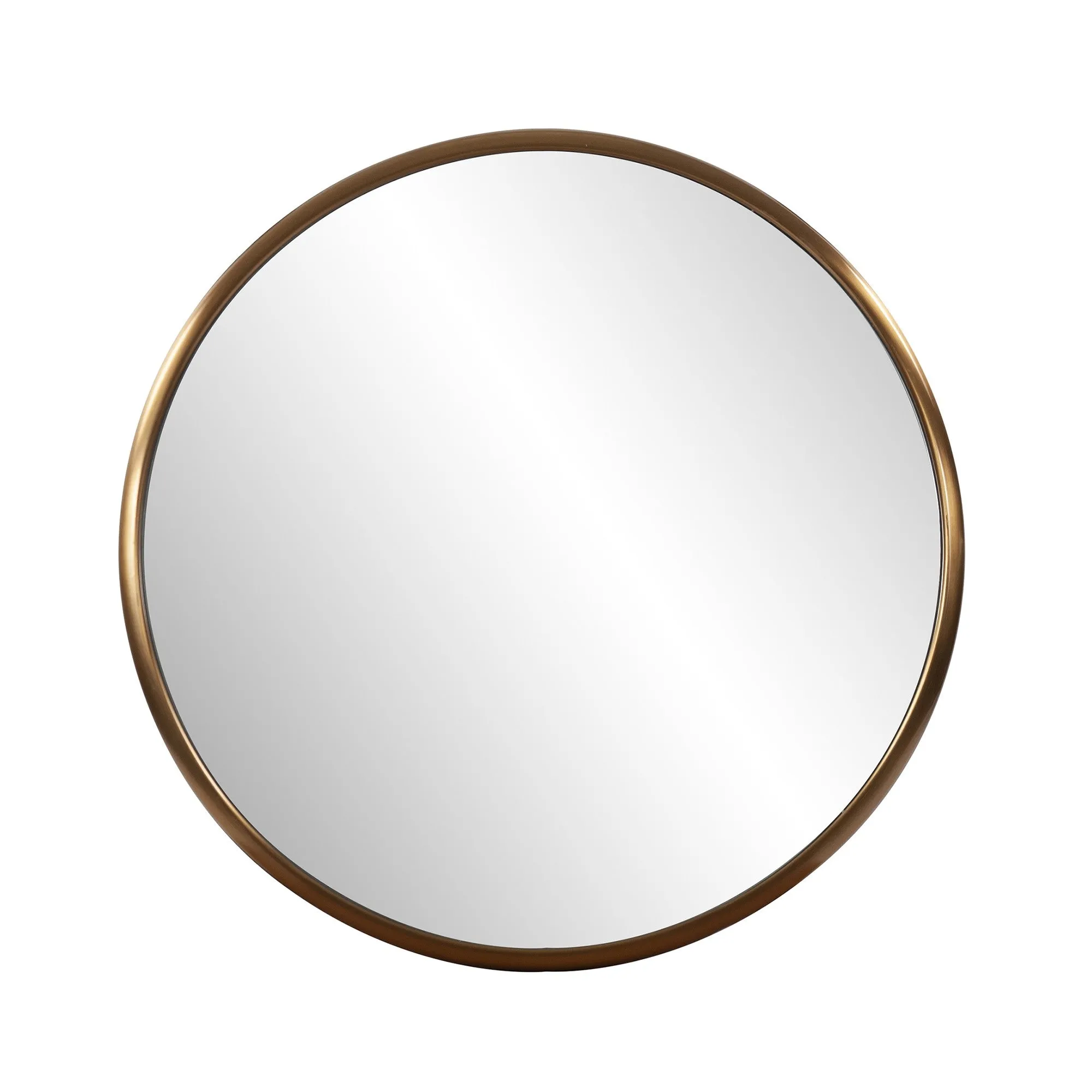 20" Antiqued Brushed Brass Round Wall Mirror By Homeroots