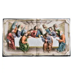 20" Black And Beige Polyresin Last Supper Decorative Plaque Sculpture By Homeroots