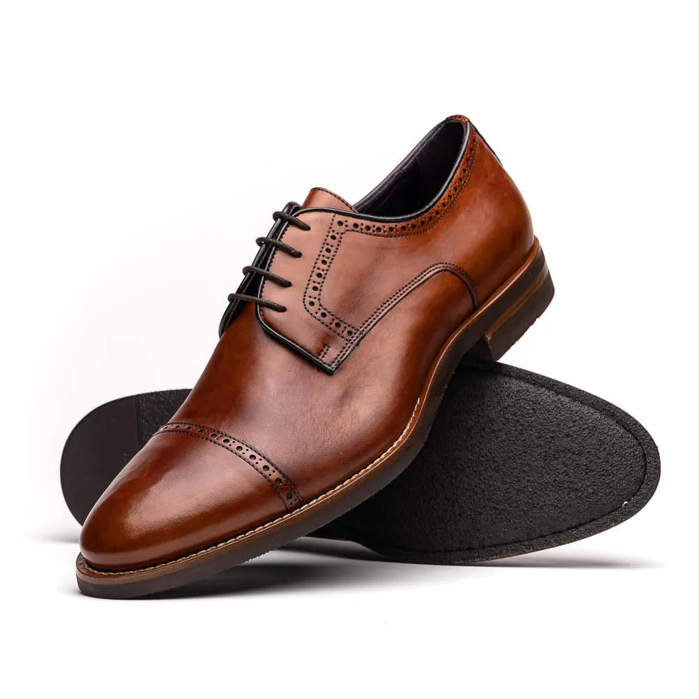 25-548-CGN GIOVANNI Italian Calfskin Lace Up Cognac