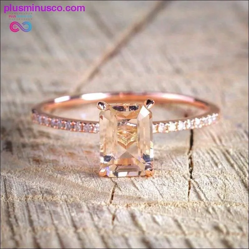 2Pcs Ring/Set Rose Gold Filled White Crystal Zircon Wedding