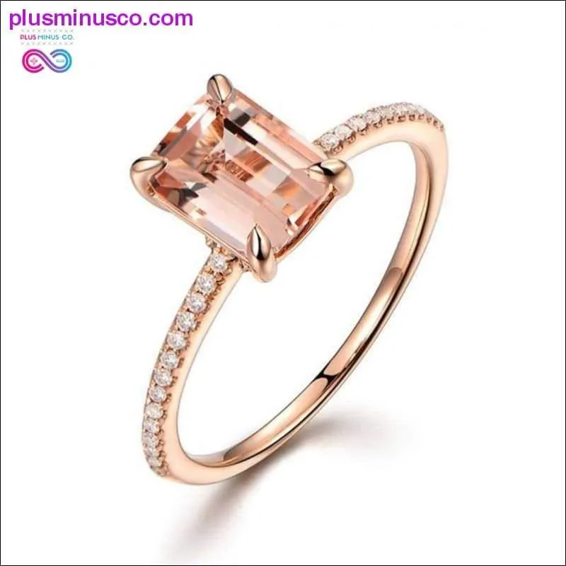 2Pcs Ring/Set Rose Gold Filled White Crystal Zircon Wedding