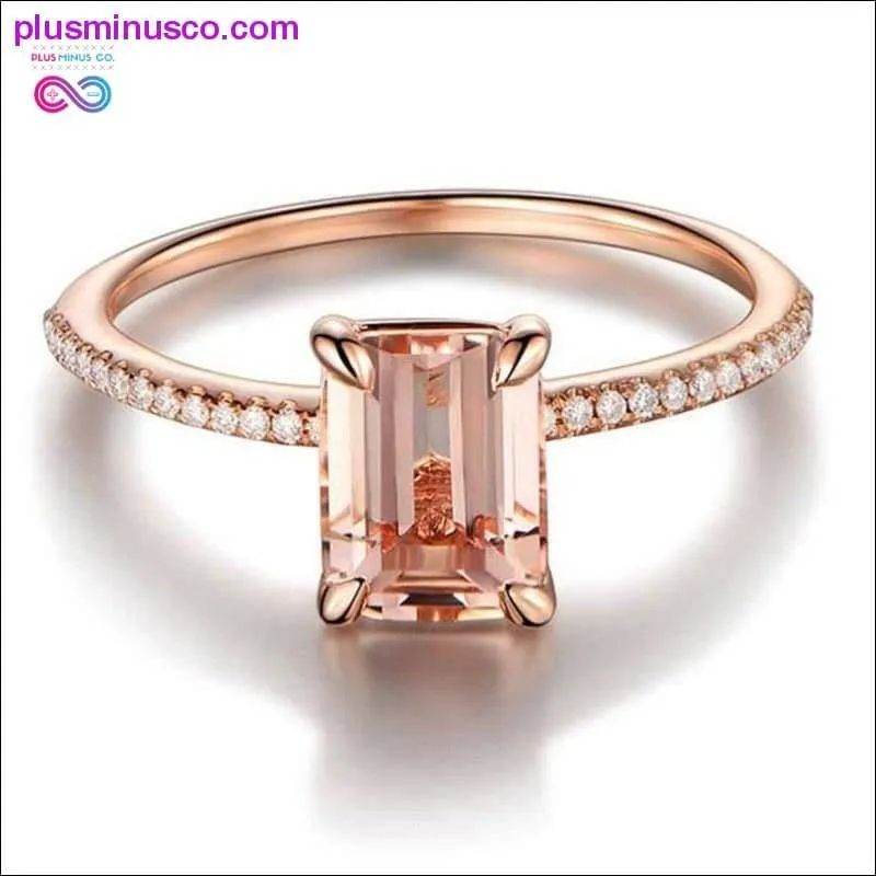 2Pcs Ring/Set Rose Gold Filled White Crystal Zircon Wedding