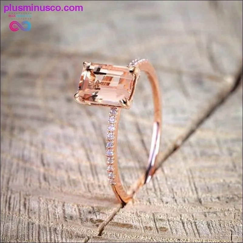 2Pcs Ring/Set Rose Gold Filled White Crystal Zircon Wedding