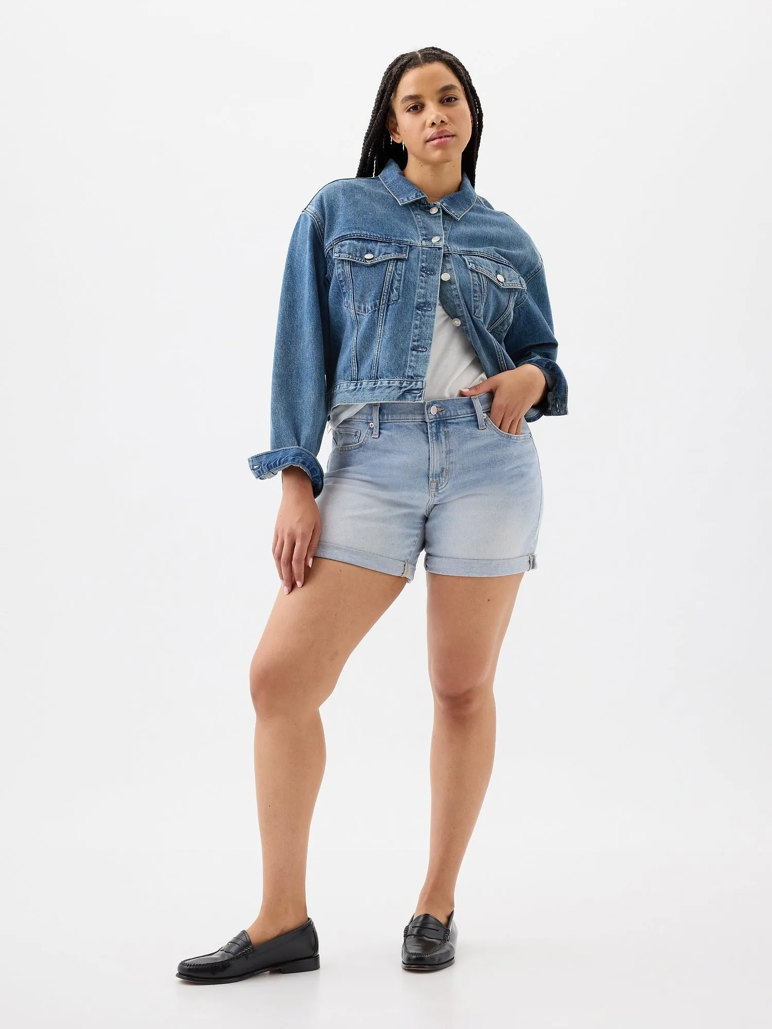 5" Mid Rise Denim Shorts