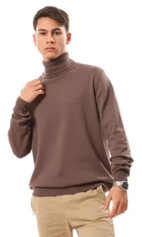 94409 Long Sleeves Solid Basic Dark Coffee Pullover