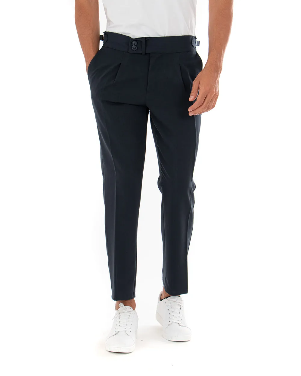 Abito Uomo Doppiopetto Completo Viscosa Blu Sartoriale Giacca Pantaloni Elegante Casual GIOSAL-OU2084A