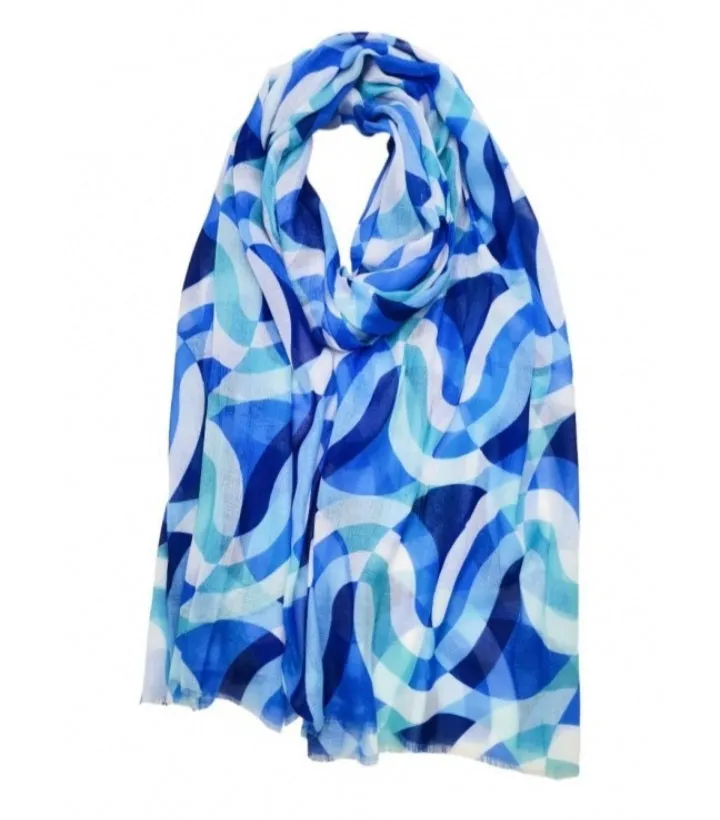 Abstract wave pattern print scarves