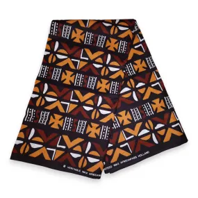 African Brown Cross Bogolan / Mud cloth print fabric / cloth (Traditional Mali)