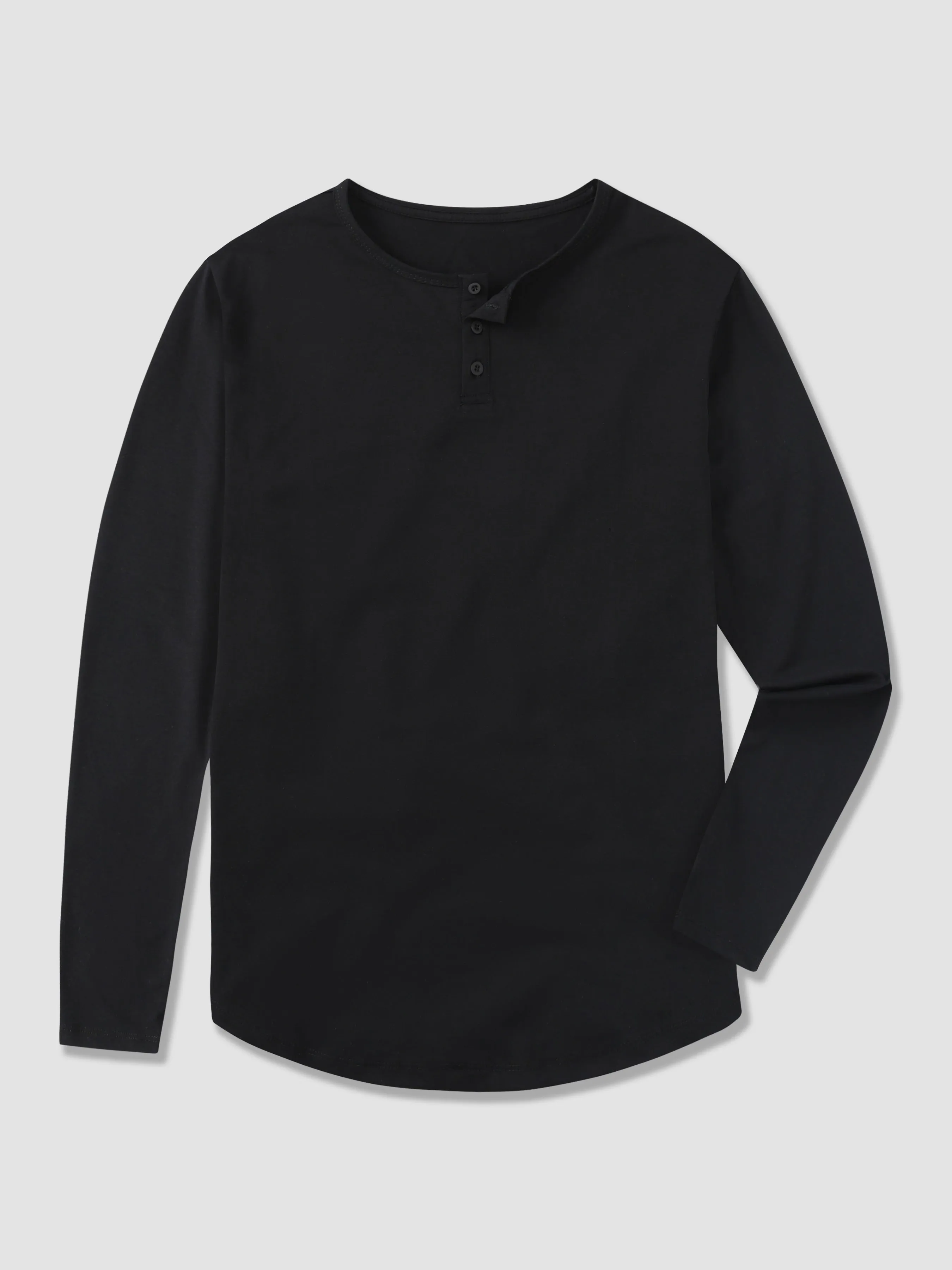 All Day Elite Henley Curve-Hem Stretch Long Sleeve