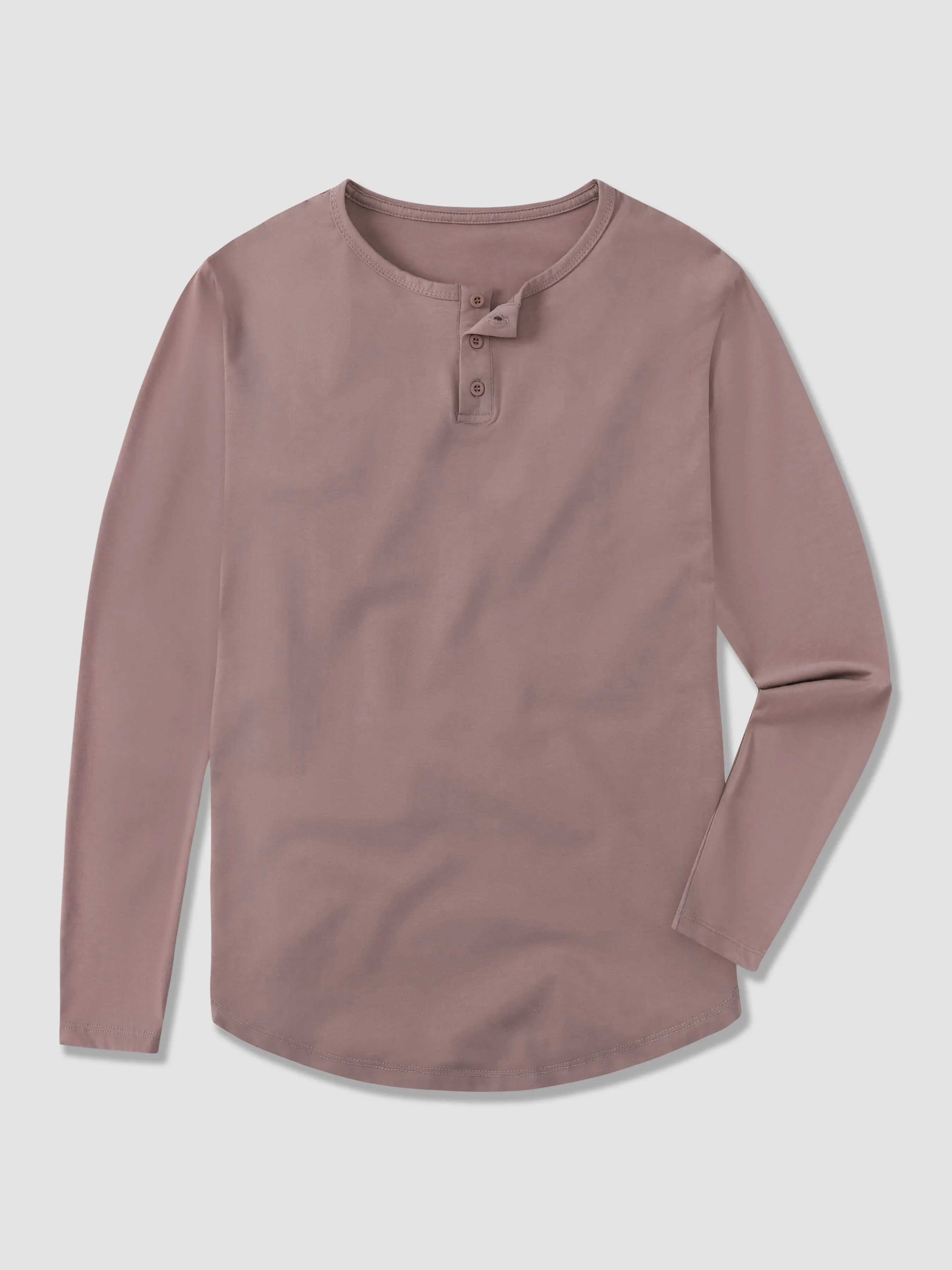 All Day Elite Henley Curve-Hem Stretch Long Sleeve