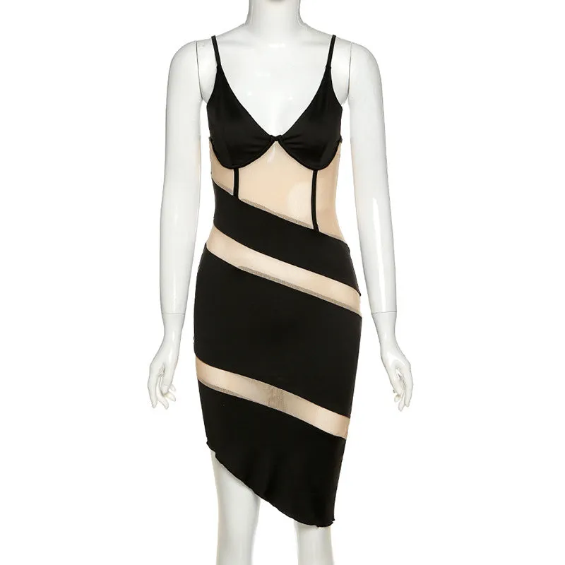 Almost Nude Sexy Mesh Strap Dress