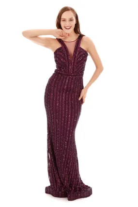 Angelino Pins striped sequined fish evening dresses