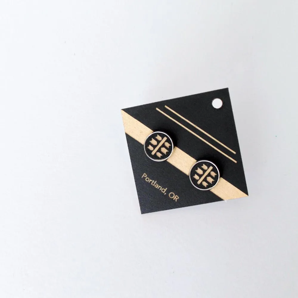 Architectural Laser Cut Birch Stud Earrings: Arrow Stud