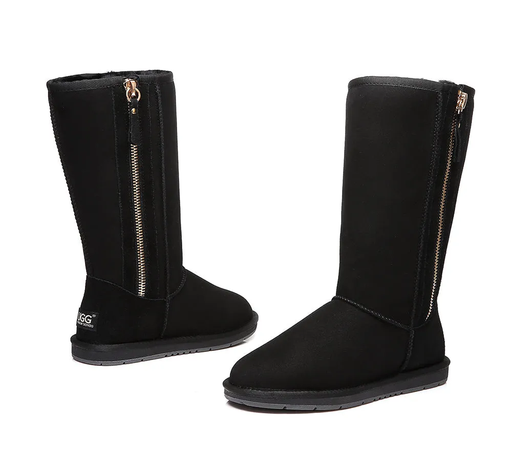 Australian Premium Double Face Sheepskin Tall Side Zip Water Resistant Boots