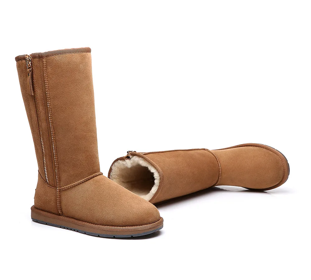 Australian Premium Double Face Sheepskin Tall Side Zip Water Resistant Boots