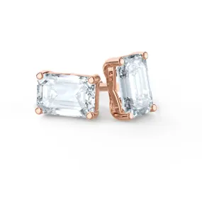 AVIANA - Emerald Moissanite 18k Rose Gold Stud Earrings