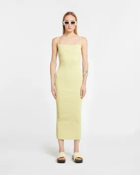 Barra - Smocked Okobor™ Alt-Leather Midi Dress - Lemongrass