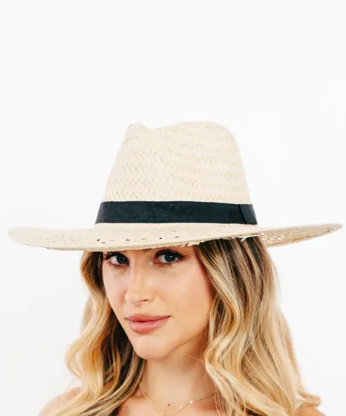 Basketweave Straw Hat - Ivory