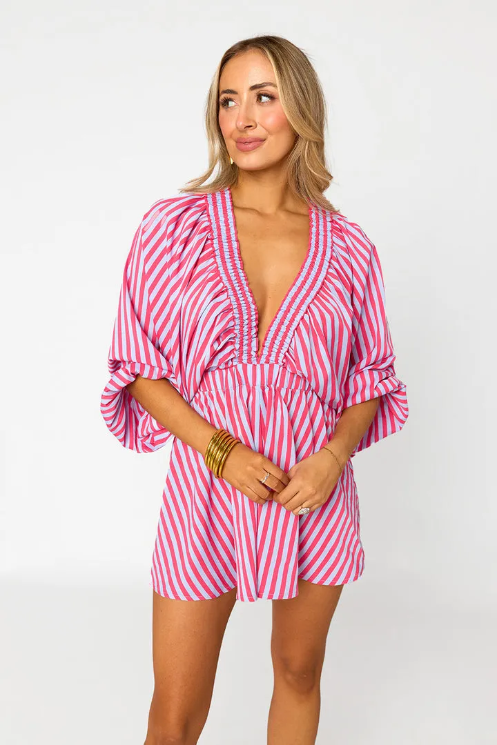 BL Palm Beach Romper- Lychee