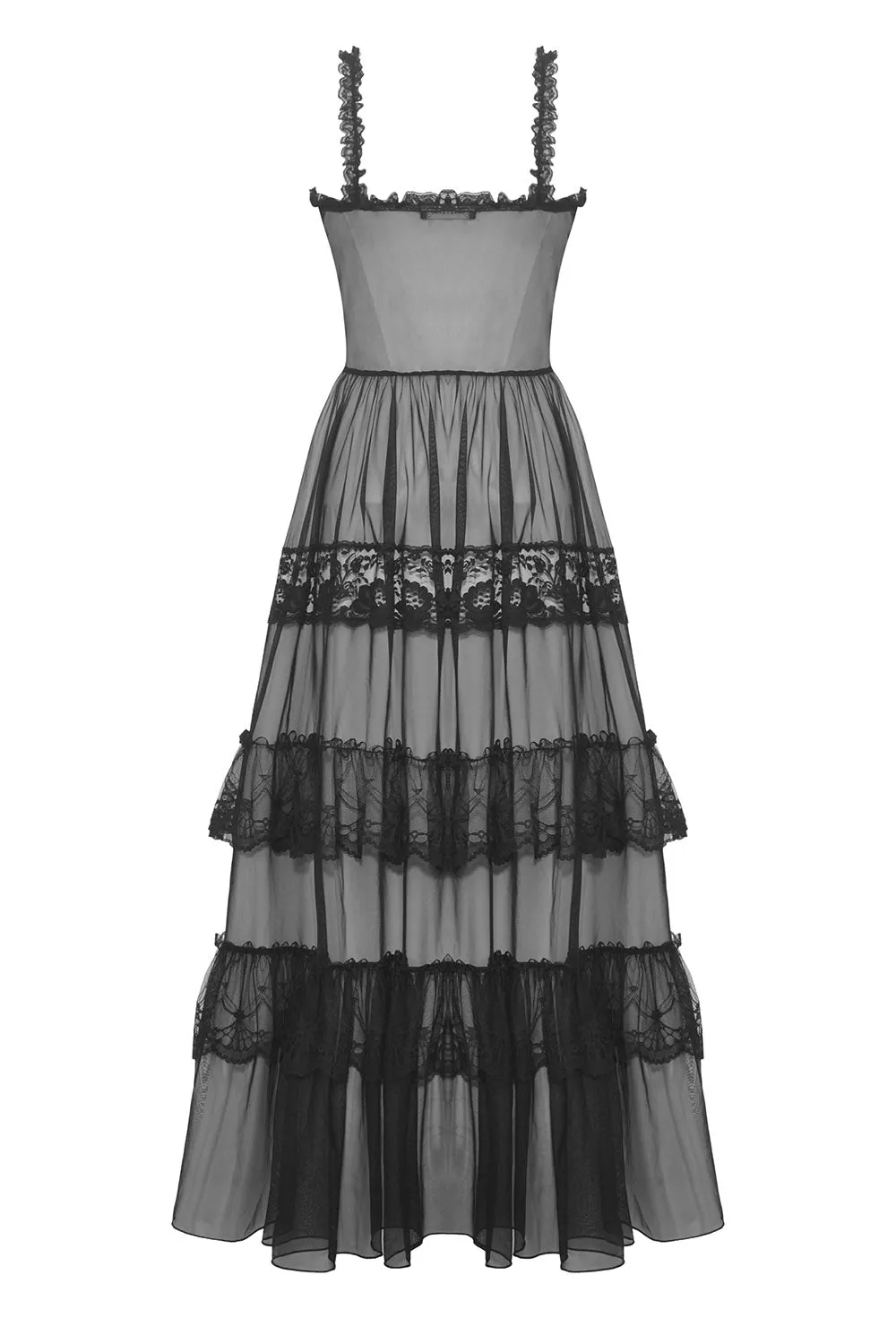 Black Madonna Mesh Maxi Dress