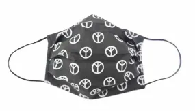 Black/White Peace Fabric Face Mask (Adult)