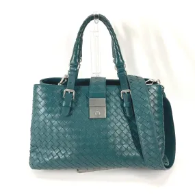 BOTTEGAVENETA Handbag leather green INTRECCIATO Women Used Authentic