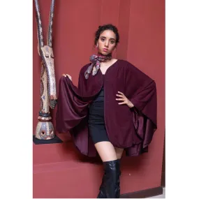 Burgundy Emroidred wool and cashmere burgundy cape