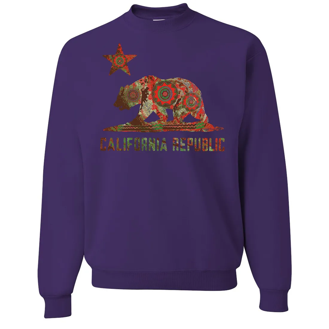 California Chumash Mandala Bear Crewneck Sweatshirt