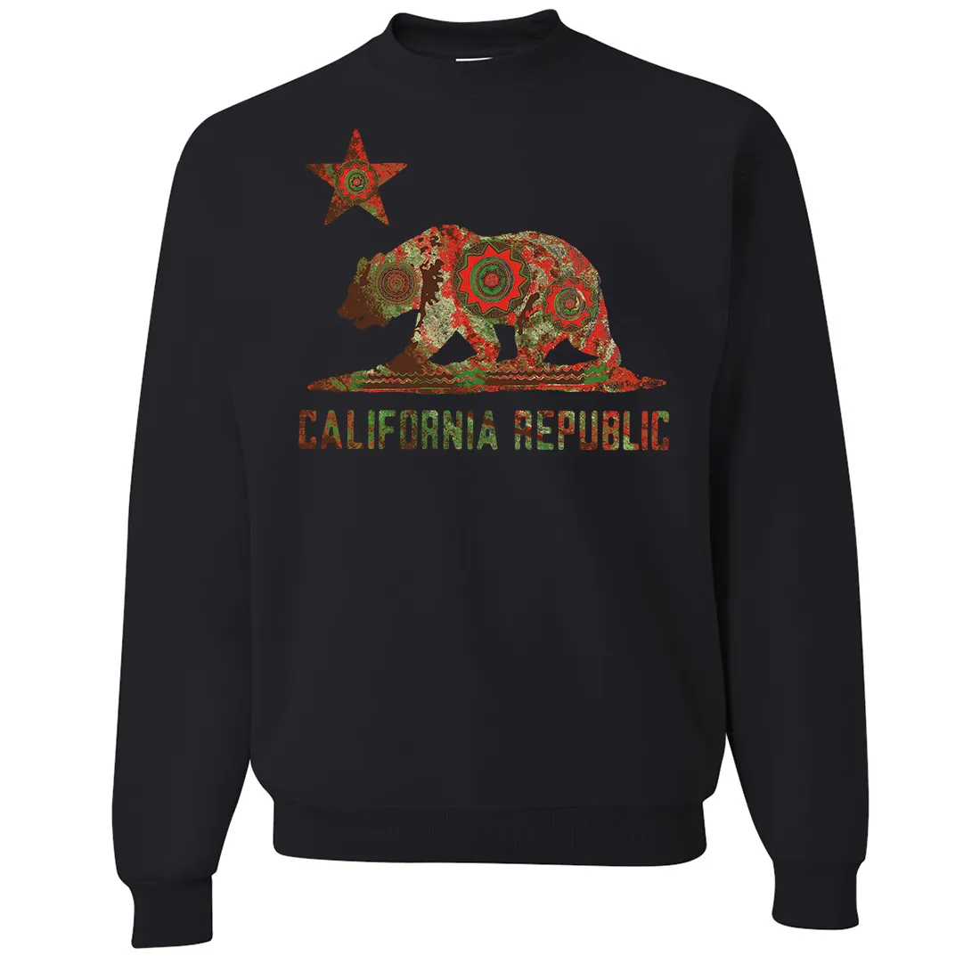 California Chumash Mandala Bear Crewneck Sweatshirt