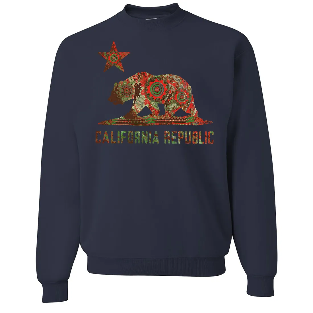 California Chumash Mandala Bear Crewneck Sweatshirt