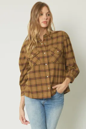 Carolina Button Up Flannel Camel