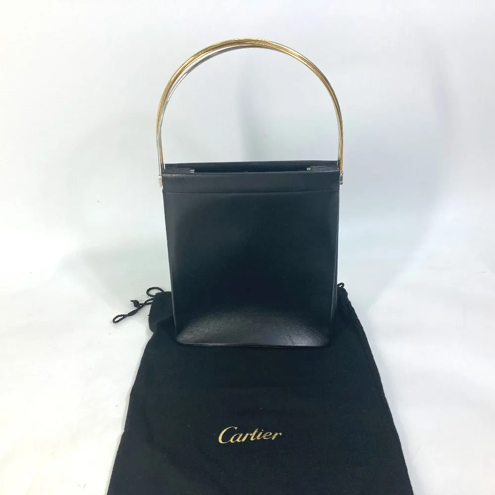 CARTIER Handbag leather black Trinity Women Used Authentic