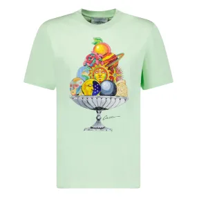 CASABLANCA FRUIT BOWL PRINTED T-SHIRT LIME GREEN