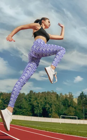 Cash Money Pattern Leggings Purple With One Hundred Dollar Bills from HeroicU