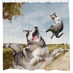 Cat Vs Dog Shower Curtain