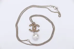 Chanel Faux Pearl Pendant Necklace