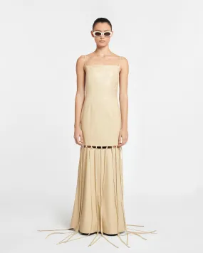 Clary - Okobor™ Alt-Leather Maxi Dress - Almond