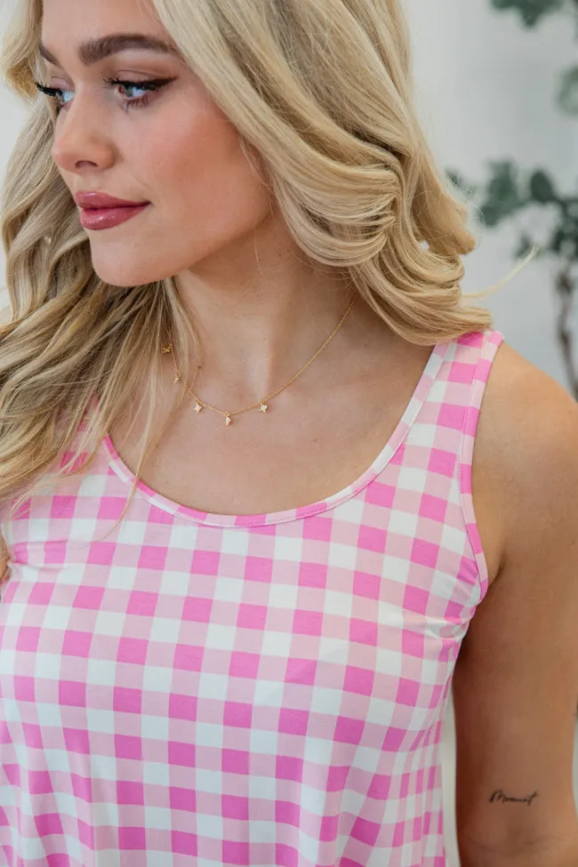 Classic Cuddly Bamboo Pink Gingham Tank Set