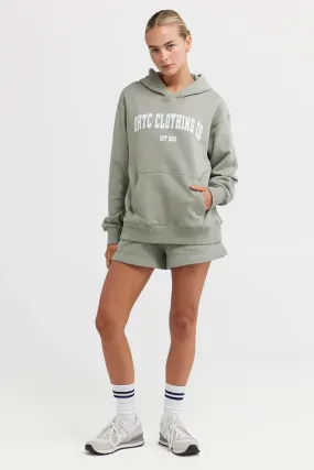 College Logo Hoodie Dusty Olive