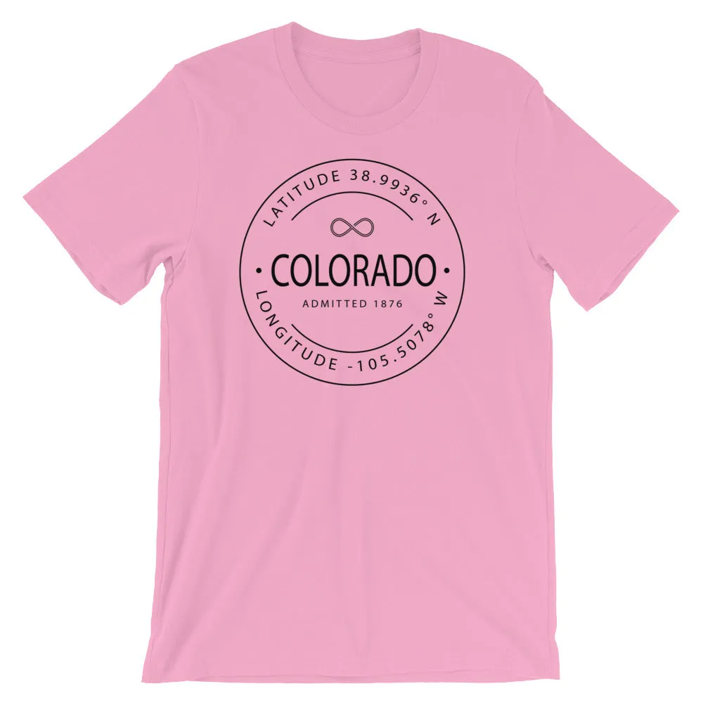 Colorado - Short-Sleeve Unisex T-Shirt - Latitude & Longitude