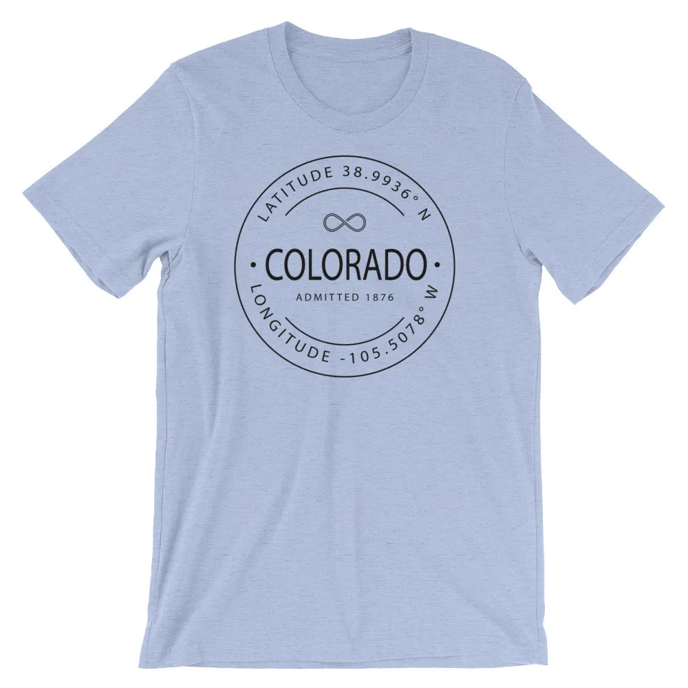 Colorado - Short-Sleeve Unisex T-Shirt - Latitude & Longitude